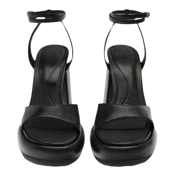 ZARA | Black | CHUNKY HIGH HEELED PLATFORM SANDALS - Picture 3 of 11